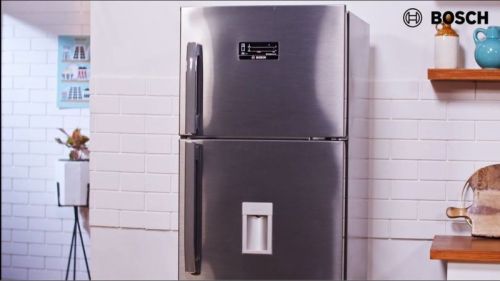 Polished Metal Bosch Refrigerator