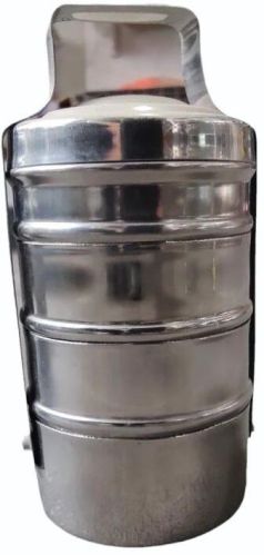 Round Stainless Steel Tiffin, Color : Silver