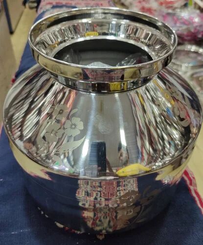 Mahalakshmi Silver Round Stainless Steel Water Pot