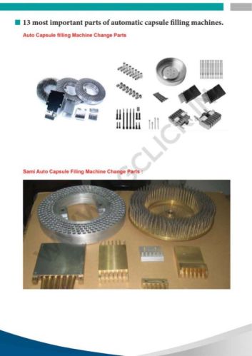 Automatic Capsule Filling Machine Spares Parts, Color : Silver