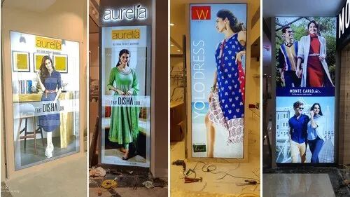 White Rectangle LED Fabric Light Box Signage, Voltage : 12 Volt