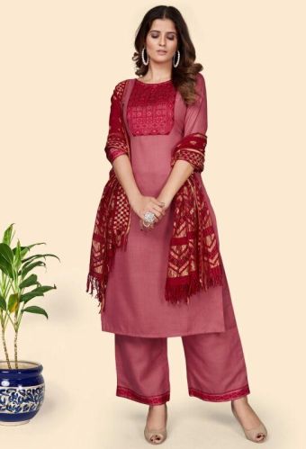 Cotton Blend Straight Kurta Palazzo