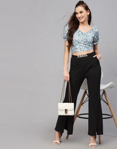 Polyester Floral Top, Color : Sky Blue