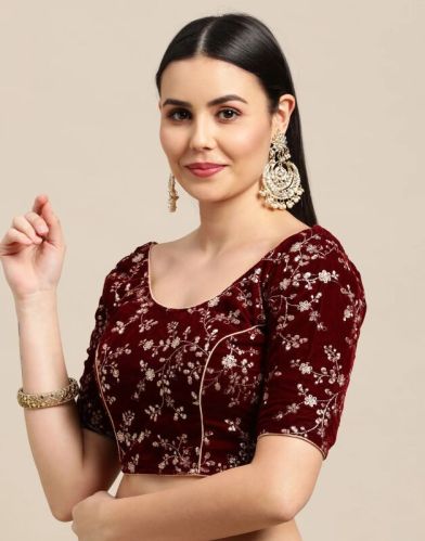 Velvet Blouse, Color : Maroon