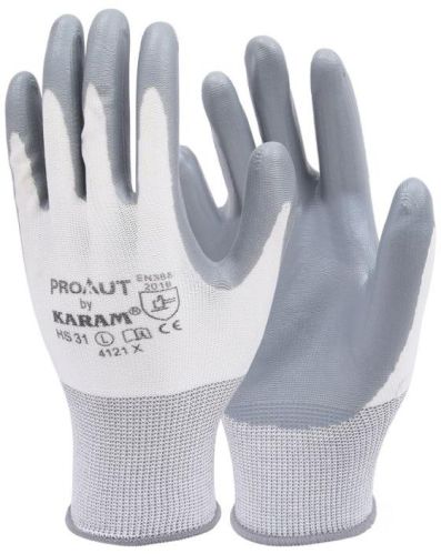 White Liner With Grey Nitrile Coating Gloves