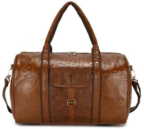Ldb04crocoflprust Buckskin Textured PU Leather Stylish Duffle Bags