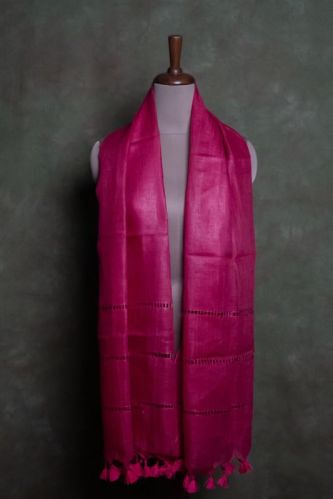 Anuttara Glossy Finish Pink Plain Linen Stole, Age Group : Adults