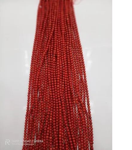 Round Red Coral Beads