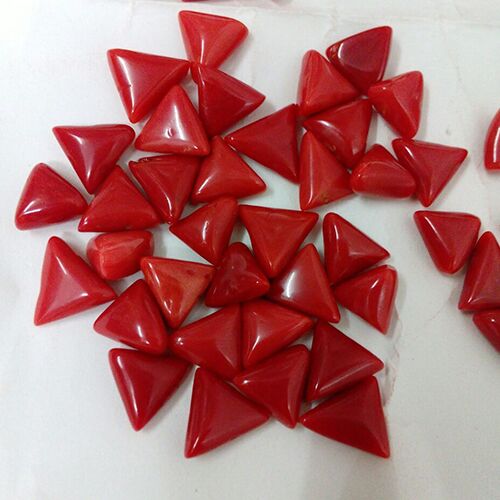 Red Coral Gemstone, Shape : Triangle