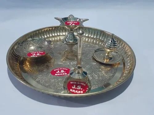 Brass Pooja Thali, Color : Yellow