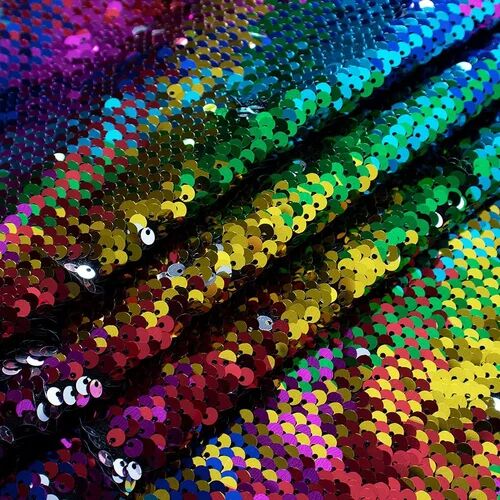 Multi-color Round Holographic Sequin Lace, For Designer Dresses