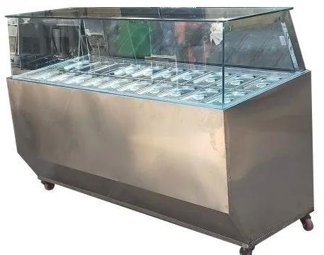 50 Hz 304 Stainless Steel -25 Degree Celsius Ice Cream Display Counter, Size : 7 Feet