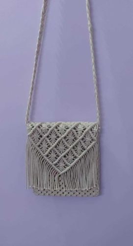 White Macrame Sling Bag, For Casual Use, Gender : Women