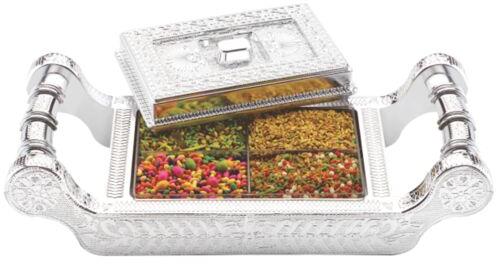 Plastic Rectangular Diamond Mukhwas Box, Color : Silver