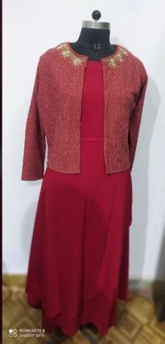Red Plain Woollen Designer Dress, Size : XL, XXL