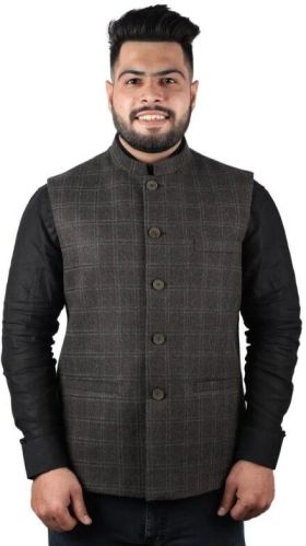 Woolen Tweed Fabrics Nehru Jacket