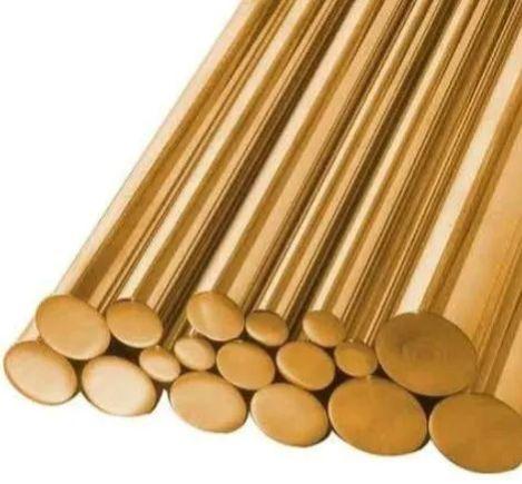 Golden Polished Phosphor Bronze Rods, For Industrial, Shape : Round