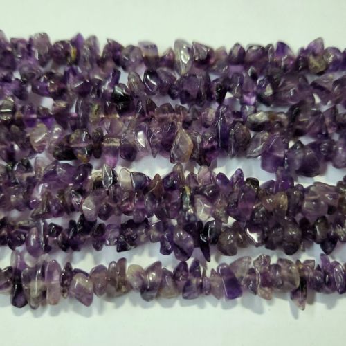 36 Inch Amethyst Chips Semi Precious Stone Bead Strands