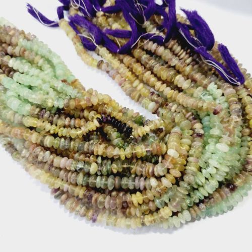 Multi Fluorite Gemstone Rondelle Semi Precious Stone Beads