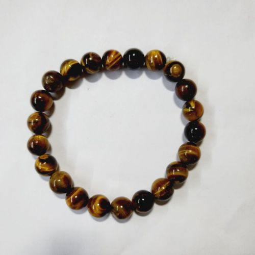 Tiger Eye Round Beads Semi Precious Stone Bead Bracelet