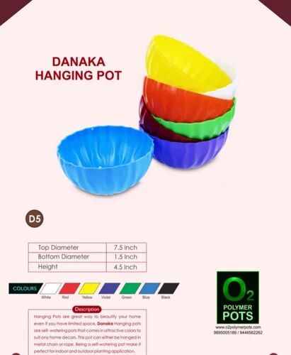 Plastic Danaka Hanging Pot, Size : 7.5 Inch