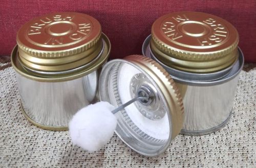 Round Silver Tin Can With Dauber Cap Brush