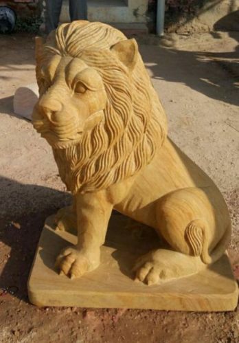 Polished Sand Stone Marble Lion Statue