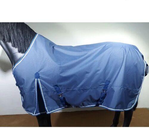 Khalique Blue Polyester Denier Turnout Rugs, Pattern : Plain