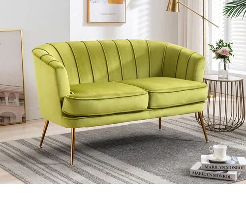 Stainless Steel Two Seater Sofa, For Living Room, Seat Material : Velvet