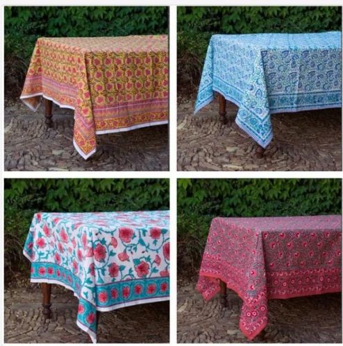Block Printed Table Cloths, Color : Red
