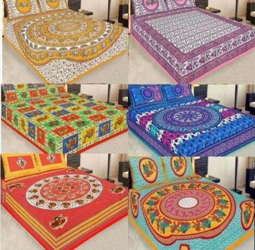 Cotton Printed Bedsheets, Color : Multi