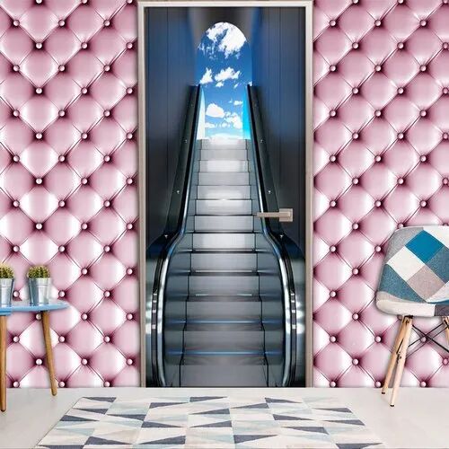 PVC Printed Wallpaper, Color : Pink