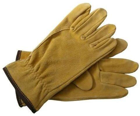 Brown Radhe Krishna Leather Hand Gloves, For Industrial, Size : M, Xl