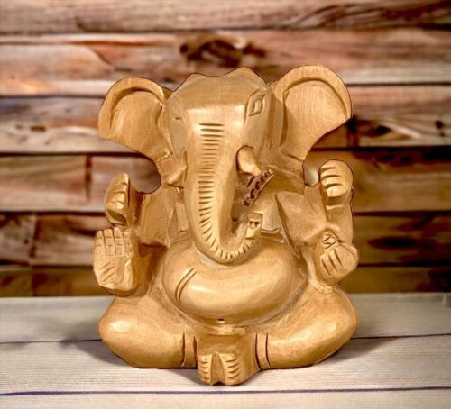 Golden Polished Wooden Ganesha, For Office, Home, Car, Style : Modern