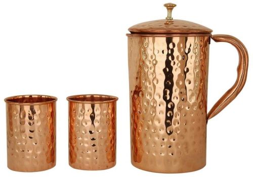 Polished Copper Jug Set, For Home, Hotel, Restaurant, Gifting