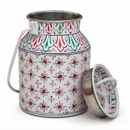 Hand Painted Steel Milk Bucket