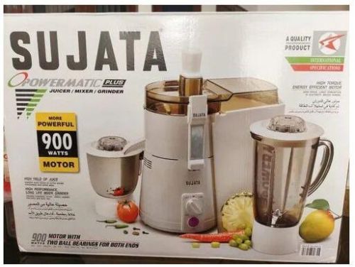 White 900 WATT Sujata Juicer Mixer Grinder, Capacity : 2 Jars