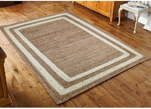 100% Jute Yarn MRIC-048 Braided Rugs, Color : Natural/Ivory