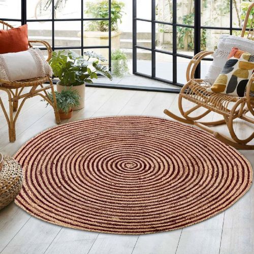 Brown/Natural 100% Jute Yarn MRIC-073 Braided Rugs