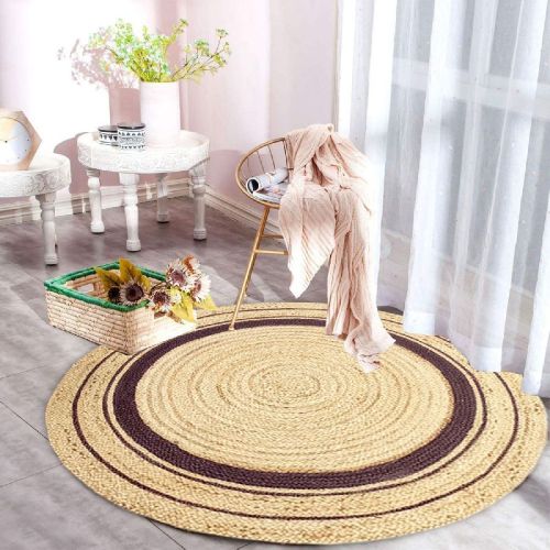 Natural/White 100% Jute Yarn MRIC-074 Braided Rugs