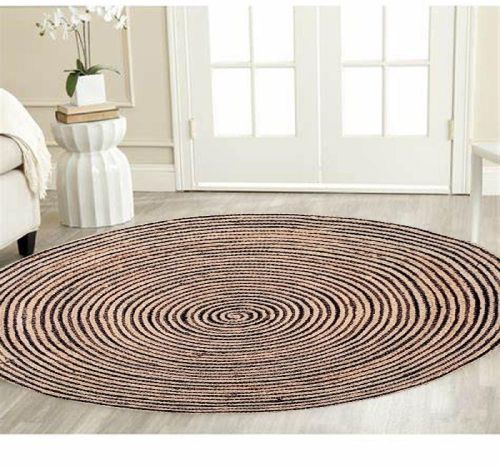 100% Jute Yarn MRIC-078 Braided Rugs, Color : Green/Natural