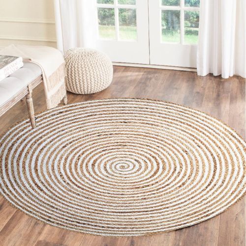 100% Jute Yarn MRIC-080 Braided Rugs, Color : Ivory/Natural
