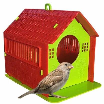 Plastic Decorative Bird House, Color : Green Red