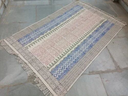 Printed Cotton Floor Rug, Shape : Square