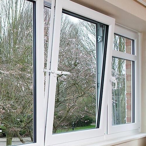 UPVC Tilt Turn Window, For Home, Villa, Hotel, Etc, Frame Color : White