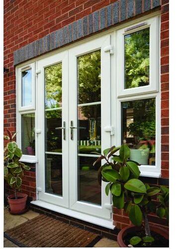 UPVC French Door, Frame Color : White