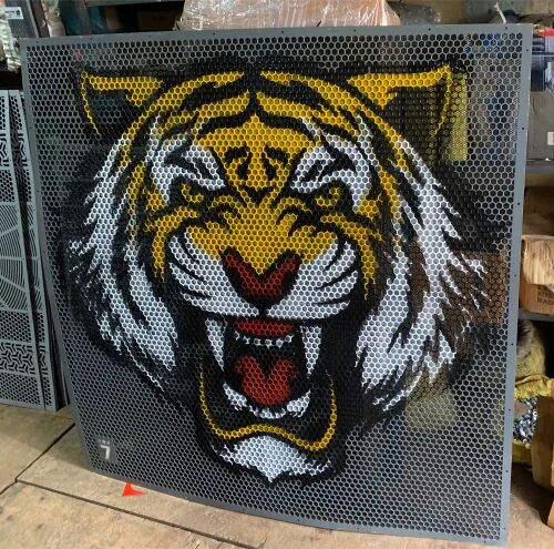 Mild Steel Printed Customised Grille Lion, Shape : Square