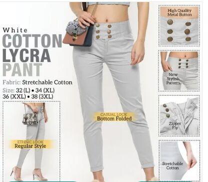 Cotton Lycra Pant, Size (Inches) : XL, XXL