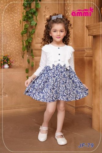 Ammi Printed Kids Rayon Frock, Size : M