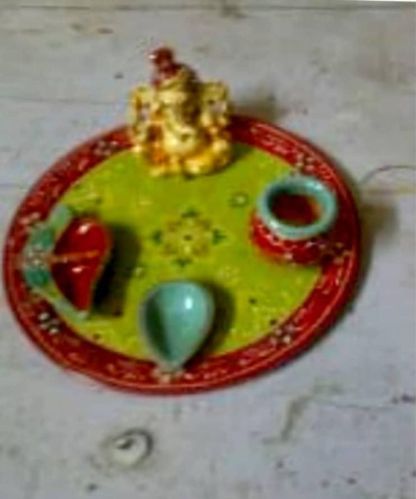 Polished Fancy Pooja Thali, Size : 8.5 Inch